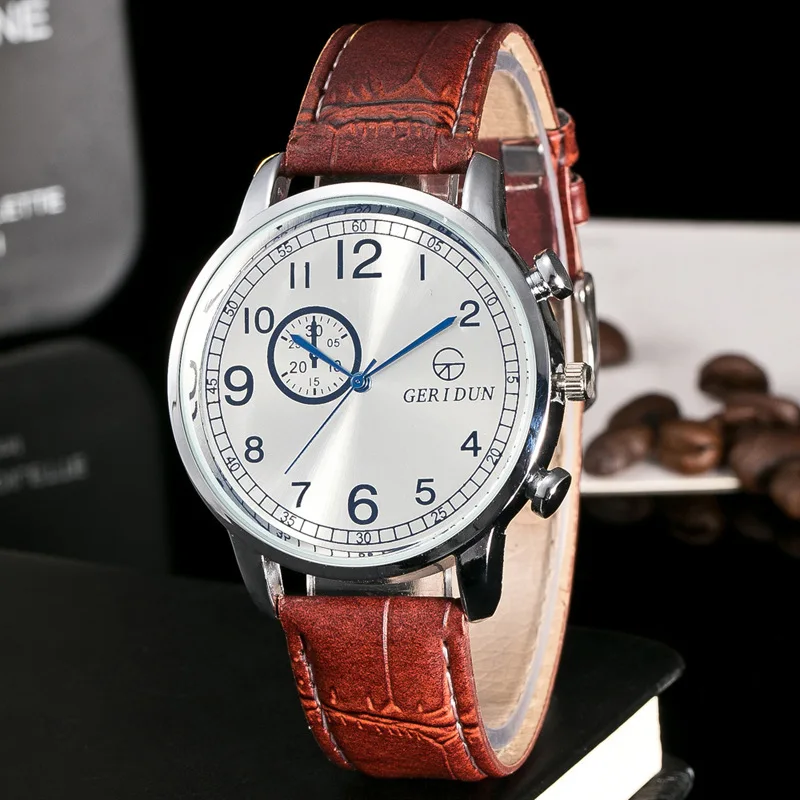 Часы GERIDUN кожаные часы пара мужские и женские модные для мальчиков девочек