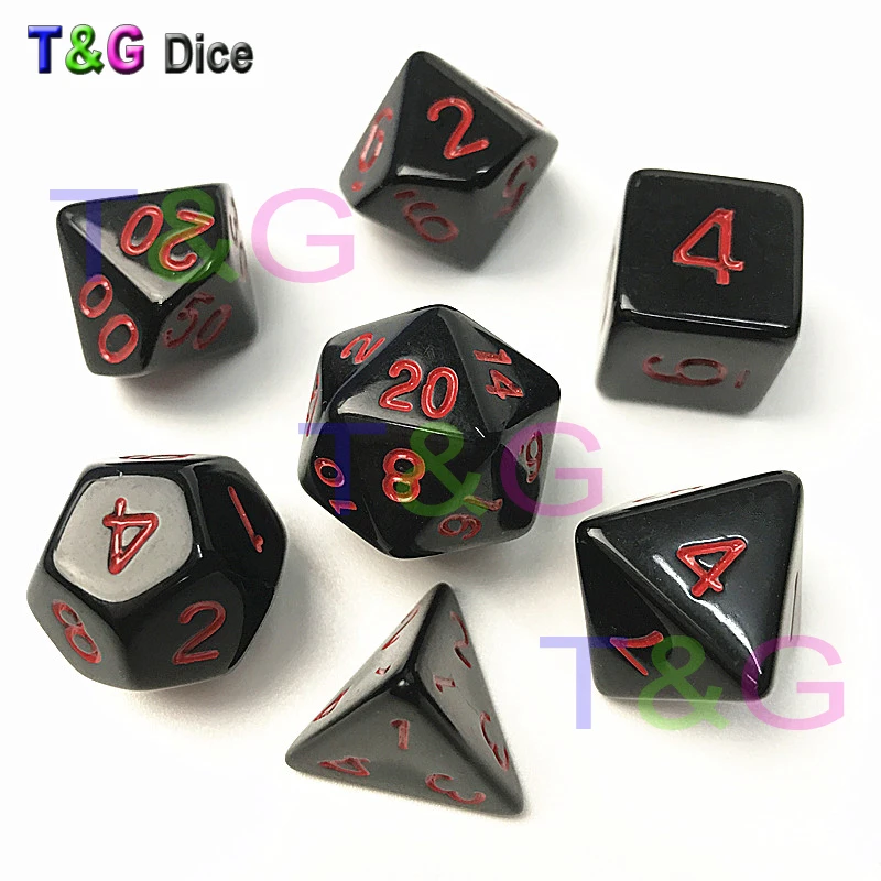 7 шт./лот высококачественные черные игральные кости D4 6 8 10 10% 12 20|dice d4|game diceblack dice |