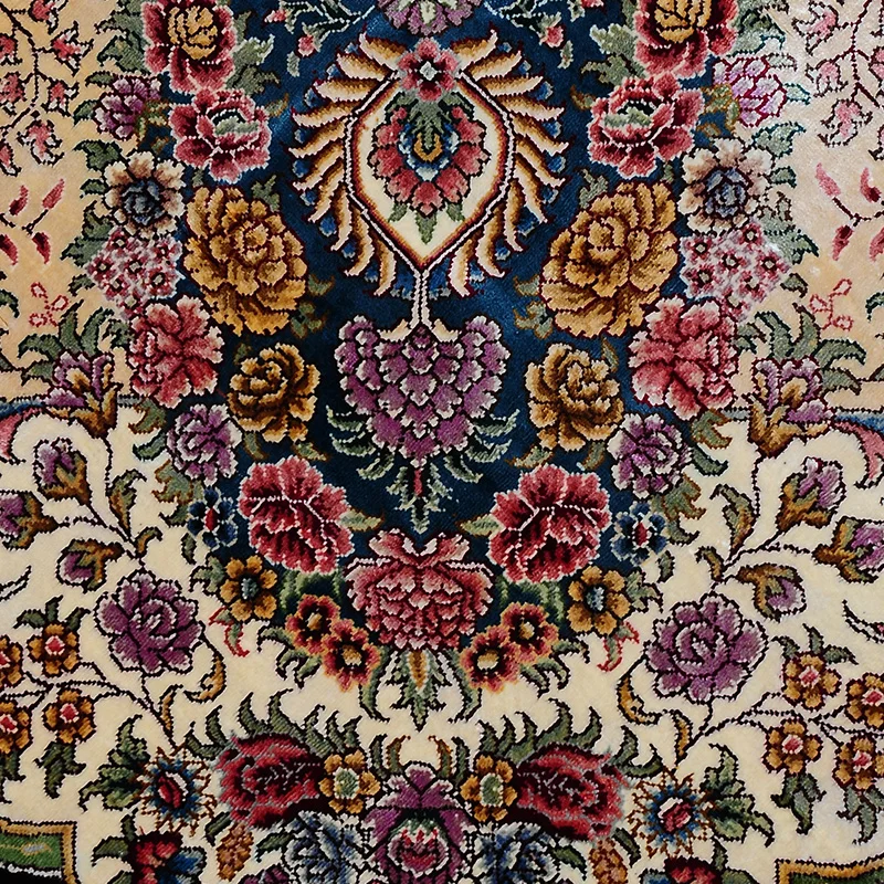 FangCun 10 'x 14' персидский классический синий подсолнух Шелковый ковер ручной