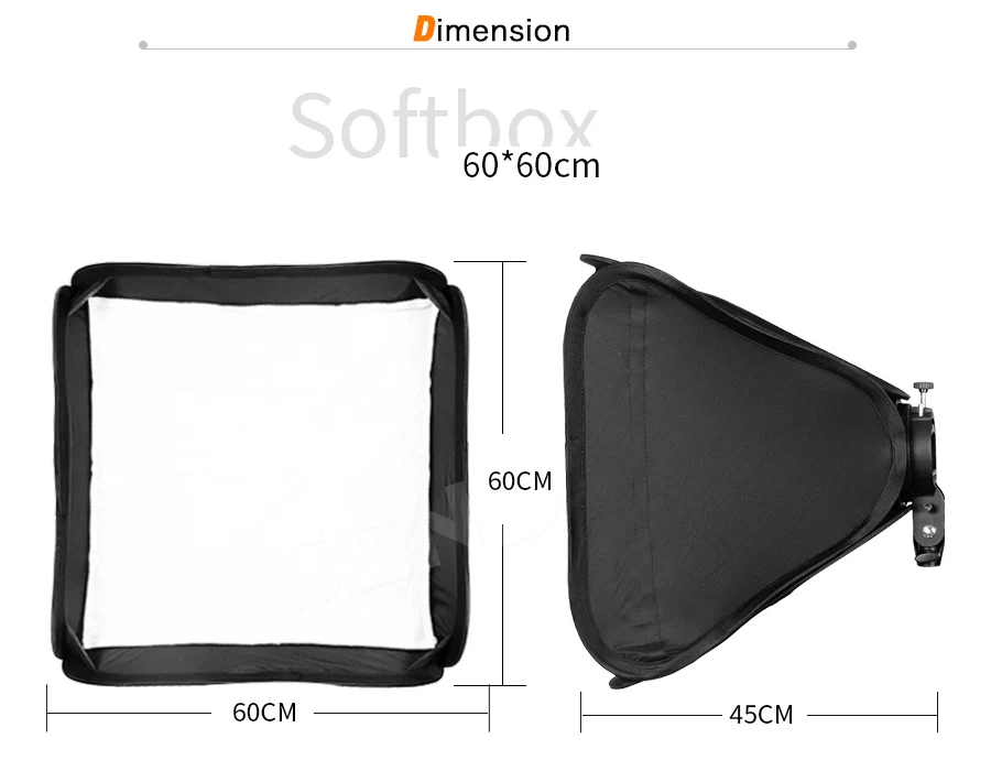Godox 60x60 см софтбокс комплект Рассеиватель Вспышки+ s-образный кронштейн Bowens держатель для Canon Nikon Flash Speedlite 60*60 см софтбокс