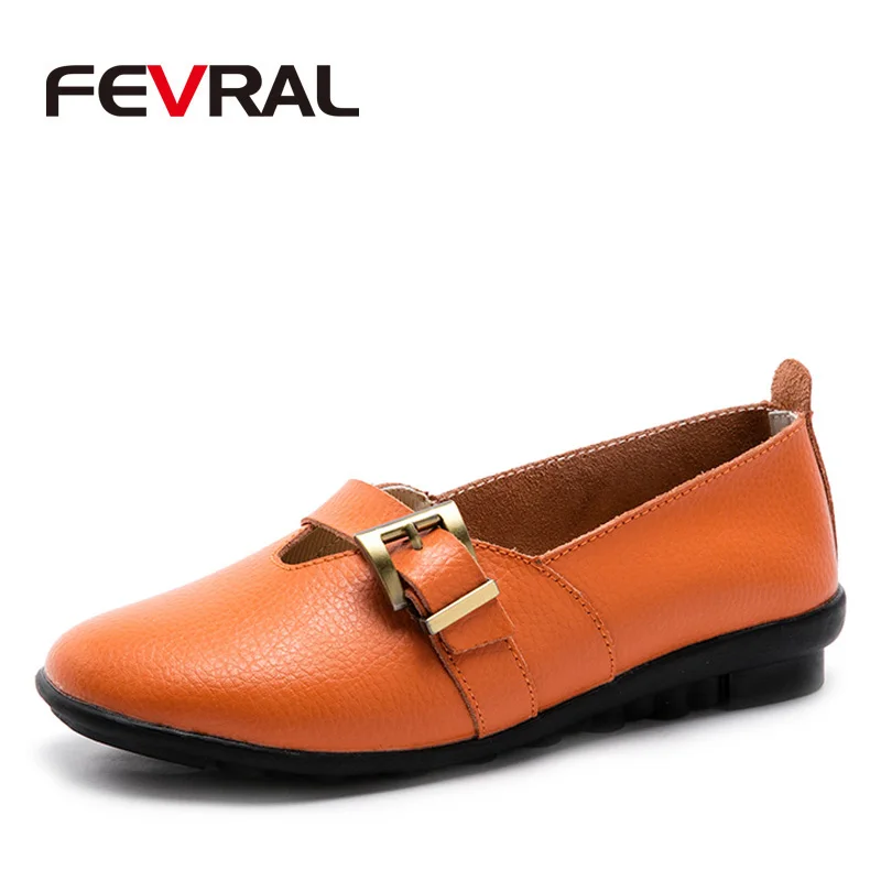FEVRAL 2021 Новая модная женская однотонная обувь металлическая пряжка на низкой