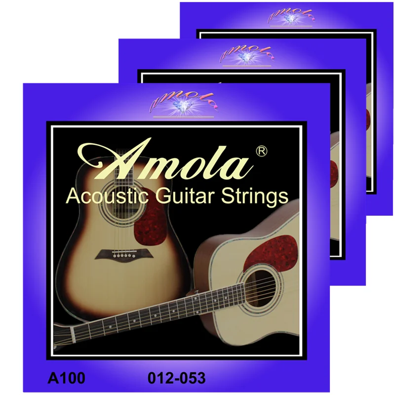 

Amola .012-.053 A100 Acoustic Guitar Strings For Acoustic Guitar Accessories Parts 3Sets/Lot