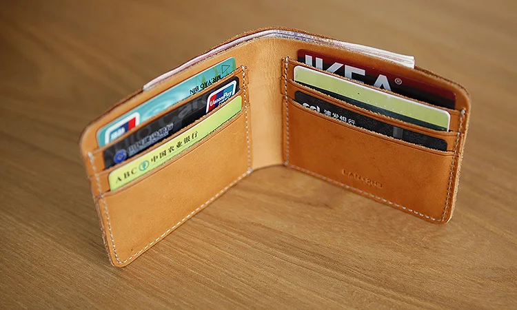 LAN натуральная кожа мужской ручной работы короткий кошелек из телячьей кожи