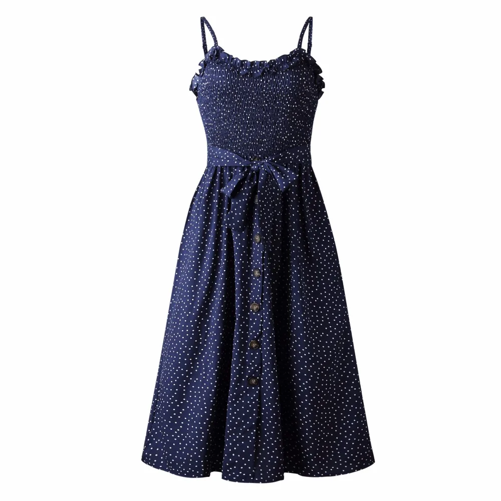New 2019 Spring Women Sexy Backless Printed Dress Front Button Loose Dresses | Женская одежда
