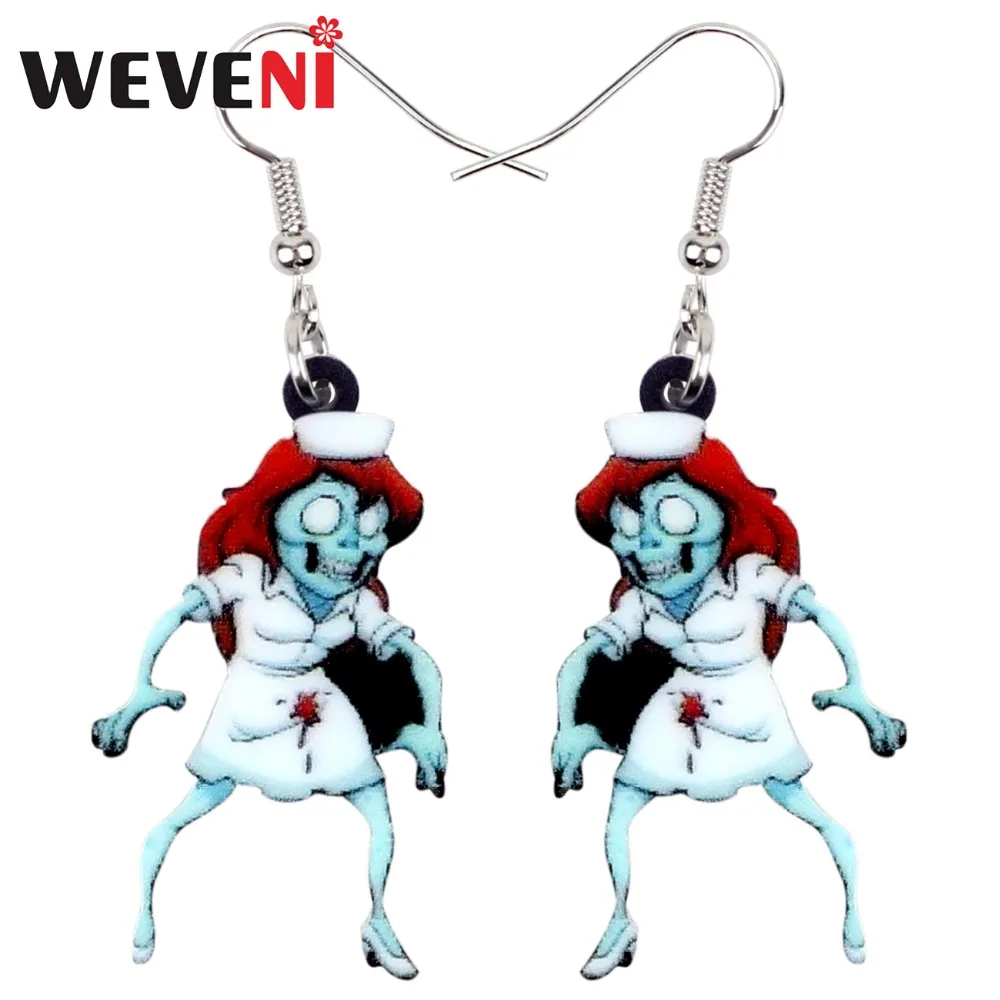 Акриловые украшения WEVENI в виде медсестры на Хэллоуин с зомби необычные для