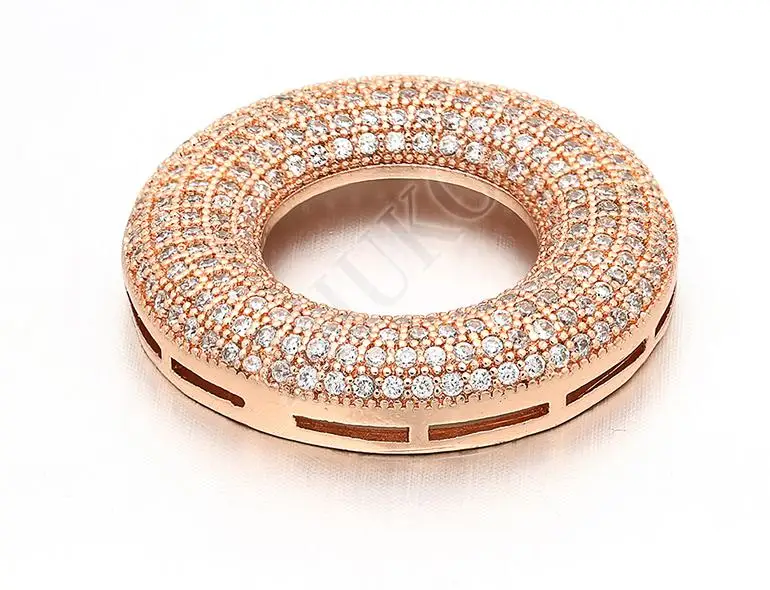 rose gold 27 мм ручной работы микро паве кубического циркония бусины амулеты для поделок ювелирных изделий Изготовление, модель: VZ142 - Цвет: rose gold