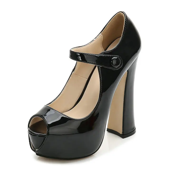 Black pumps Женские туфли-лодочки с леопардовым принтом; обувь на платформе; пикантные туфли на высоком каблуке; коллекция года; женские туфли-лодочки с открытым носком для вечеринки; Свадебная обувь; большие размеры - Цвет: Black pumps