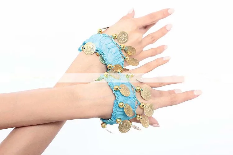 PAIR Belly Dance Women Wear Elastic Wrist Ankle Arm Hand Bracelet Gold Coin Adult Christmas|Балет| |