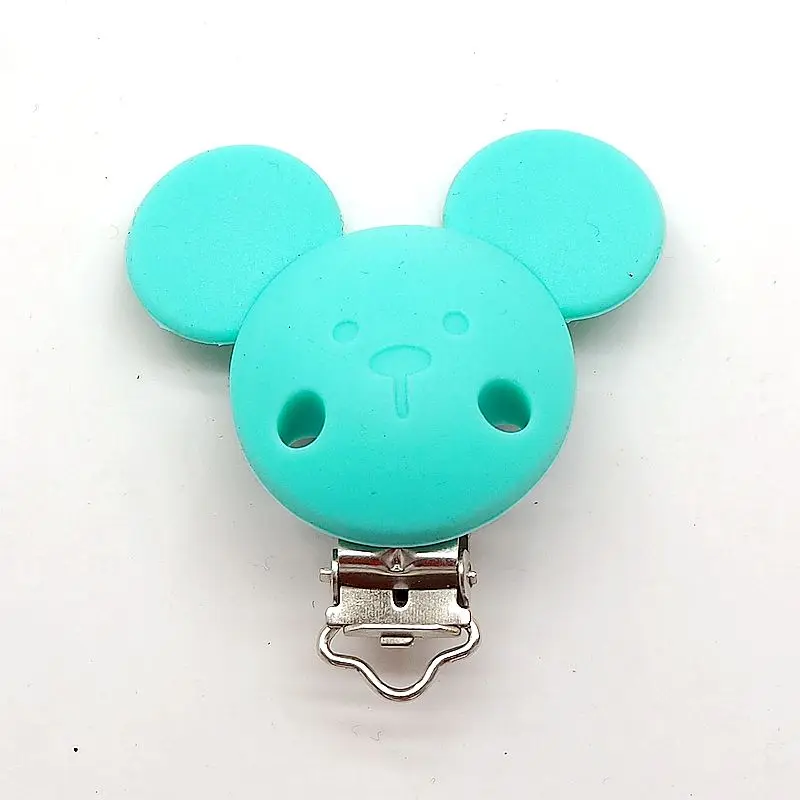 Turquoise Chenkai 10 шт Силиконовая пустышка с Микки-Маусом, пустышка, цепочка для прорезывателя, держатель, клипсы, сделай сам, Детская мышь, игрушки для кормления животных, аксессуары, BPA бесплатно - Цвет: Turquoise