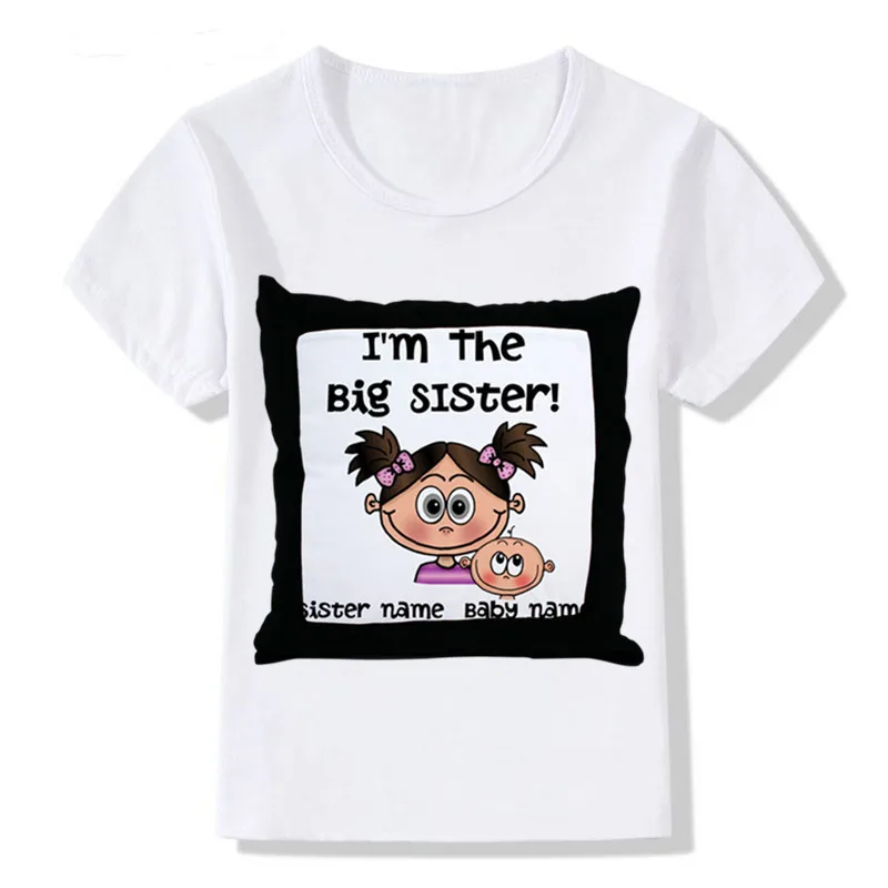 Забавная Футболка с принтом «T'm The Big Sister», топ с короткими рукавами для девочек, KT-1968