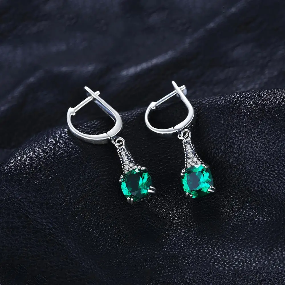 Jewelrypalace классический 2.9ct Подушки Nano России имитации Изумрудный Длинные Висячие