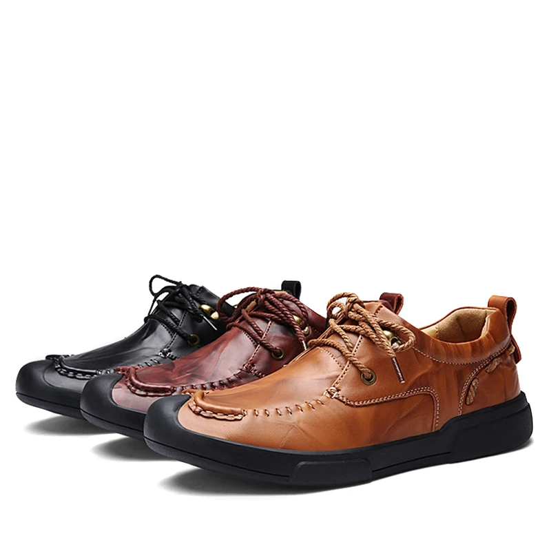 Новинка сезон весна мужская повседневная обувь из натуральной кожи на плоской