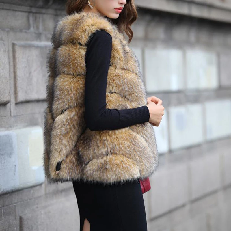 2017 Зимний новый высококачественный жилет из искусственного меха роскошное