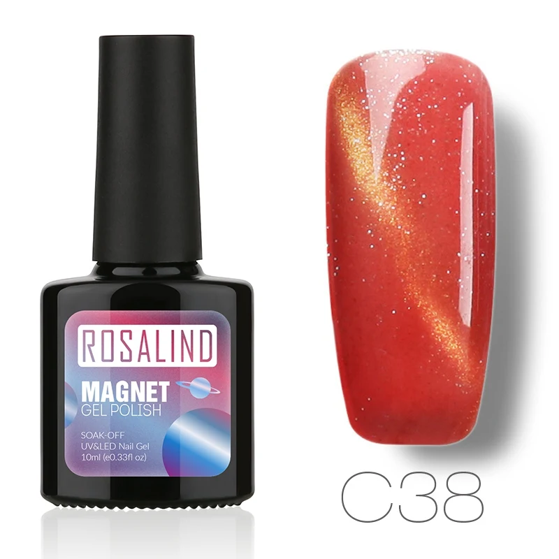 C38 ROSALIND гель 1S P+ черная бутылка 10 мл кошачий глаз магнит C31-60 гель лак для ногтей УФ светодиодный Полупостоянный гель лак - Цвет: C38