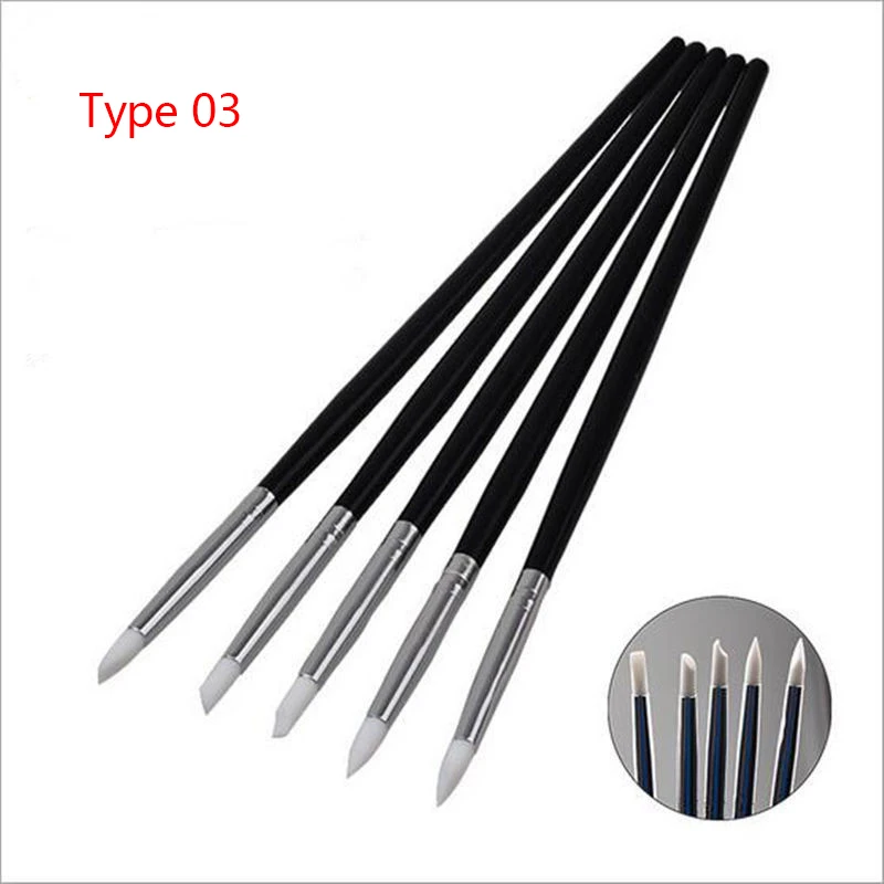 5 шт. кисти для нейл арта мягкие силиконовые резные принадлежности поделок