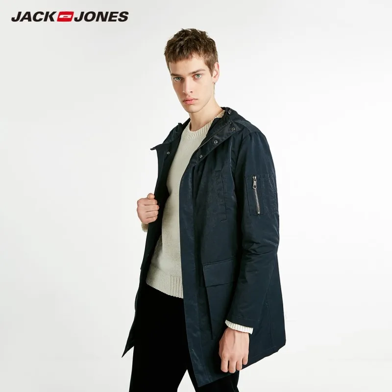 JackJones Мужская парка с капюшоном пальто длинная куртка ветрозащитное мужская