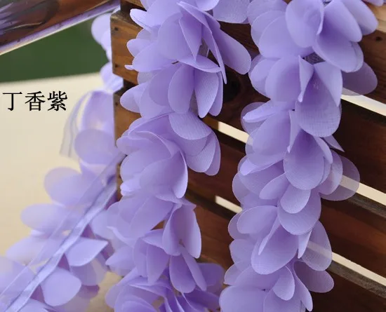 2 м/лот Изысканная одежда из шифона с цветами и лепестками кружева отделка одежды