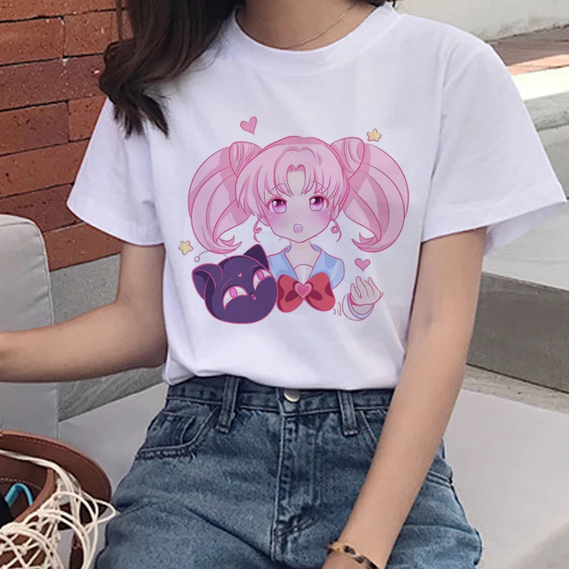 Harajuku Sailor Moon Kawaii Футболка женская Ullzang 90s Эстетическая мультяшная футболка забавная графическая футболка корейский стиль Топ Футболка женская - Цвет: 5487