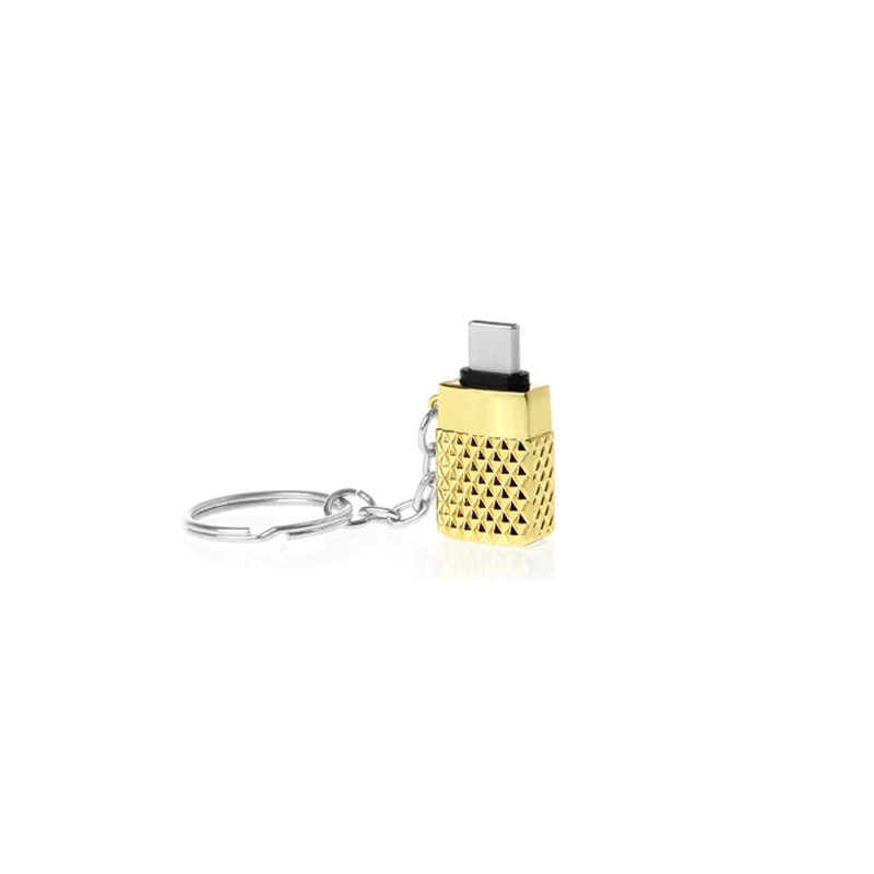 Zinc Alloy Micro к Тип-c адаптер с цепочка изысканный за все микро-usb для устройств на аndroid в Тип-круглый кабель для зарядки даты для передачи данных адаптер - Цвет: gold