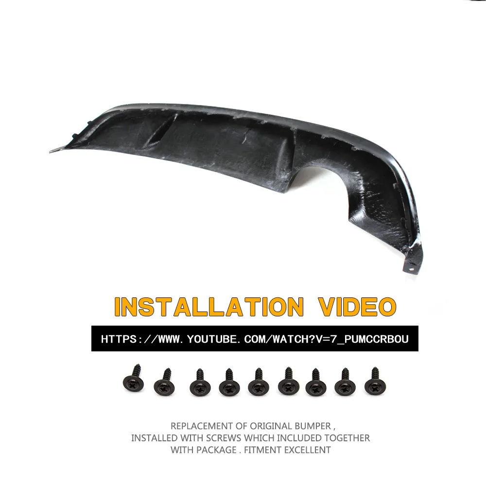 Задний диффузор из углеродного волокна спойлер для губ 2 выхлопных выхода Volkswagen VW