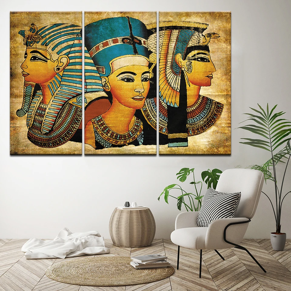 

Canvas Painting Egyptian 3 Pieces Wall Art Painting Modular Wallpapers Poster Print for living room Home Decor