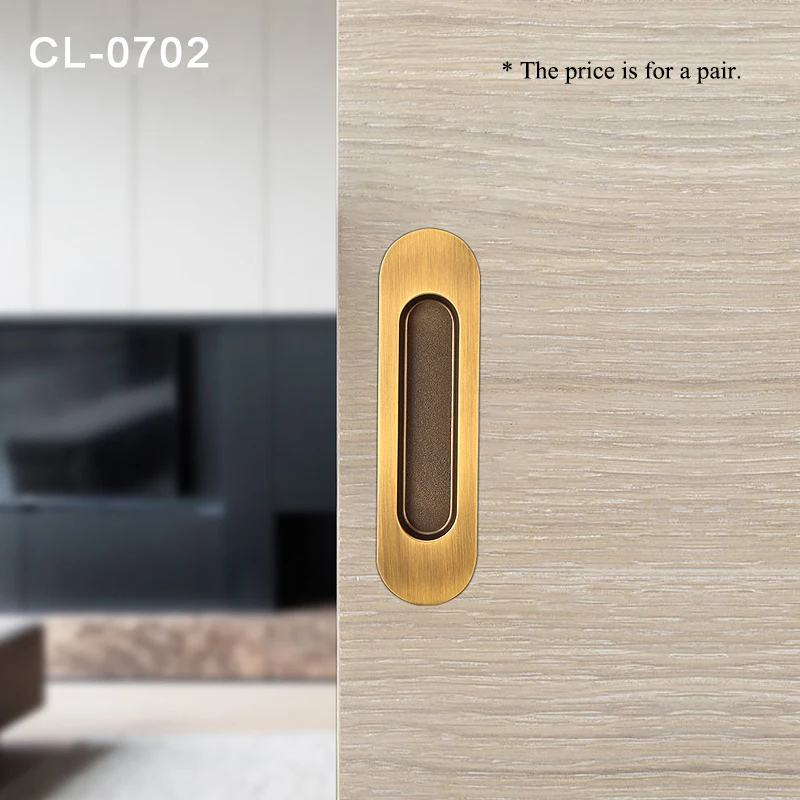 CL-0702-huanggu 4 цвета/скандинавские невидимые дверные ручки, раздвижные дверные замки для деревянных раздвижных дверей, шкаф, Невидимая ручка и тяга - Цвет: CL-0702-huanggu