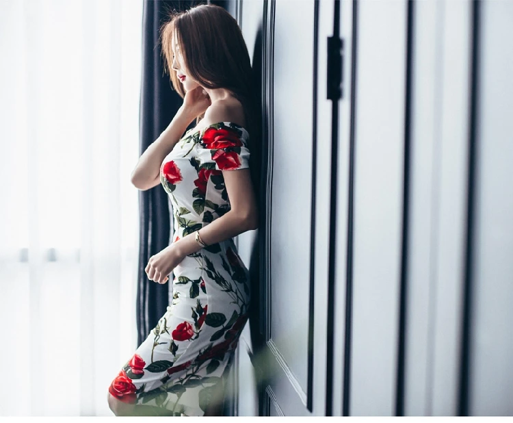 Для женщин пикантные с открытыми плечами короткий рукав Bodycon платье карандаша