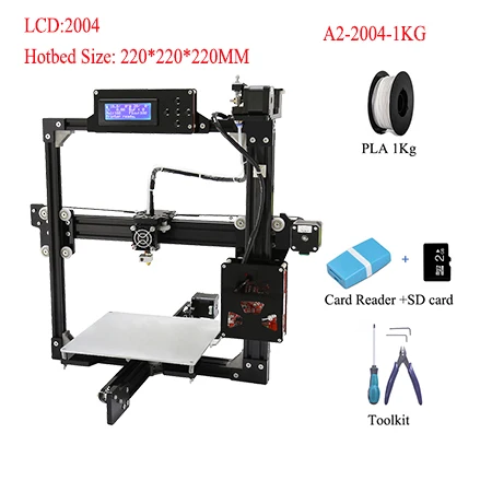 A2-2004-1KG Anet A2 большой размер печати Impresora 3d полная металлическая рамка легкая сборка 3d принтер комплект 2004/12864LCD 10 м нить Stampante 3d - Цвет: A2-2004-1KG