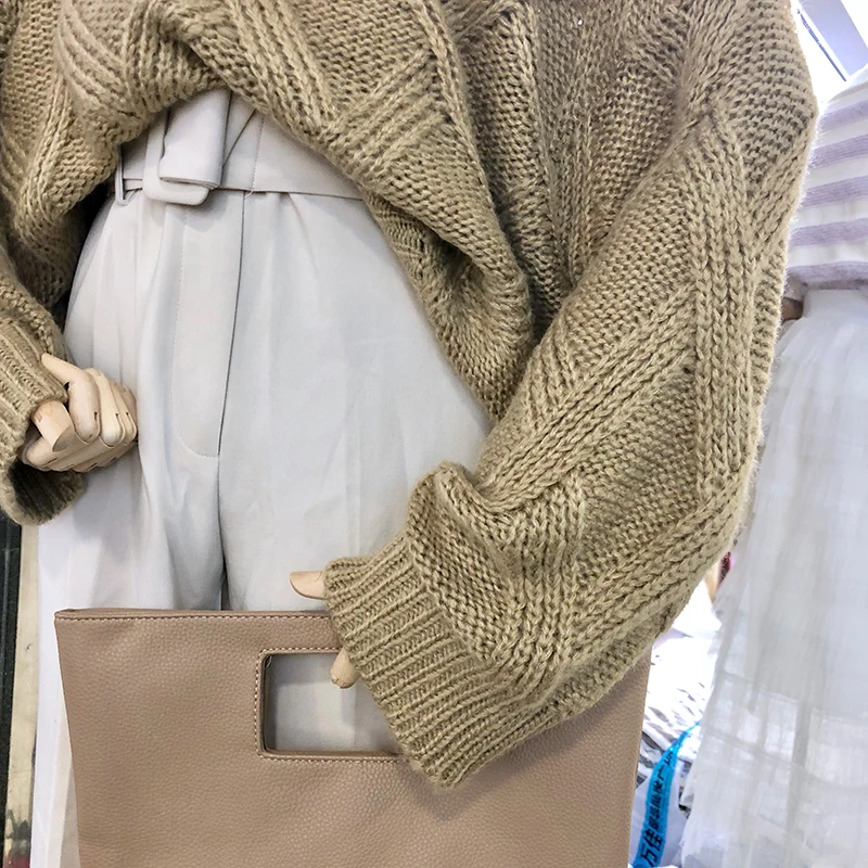 Корейский для женщин хаки свитер 2018 новые модные женские повседневное свободные