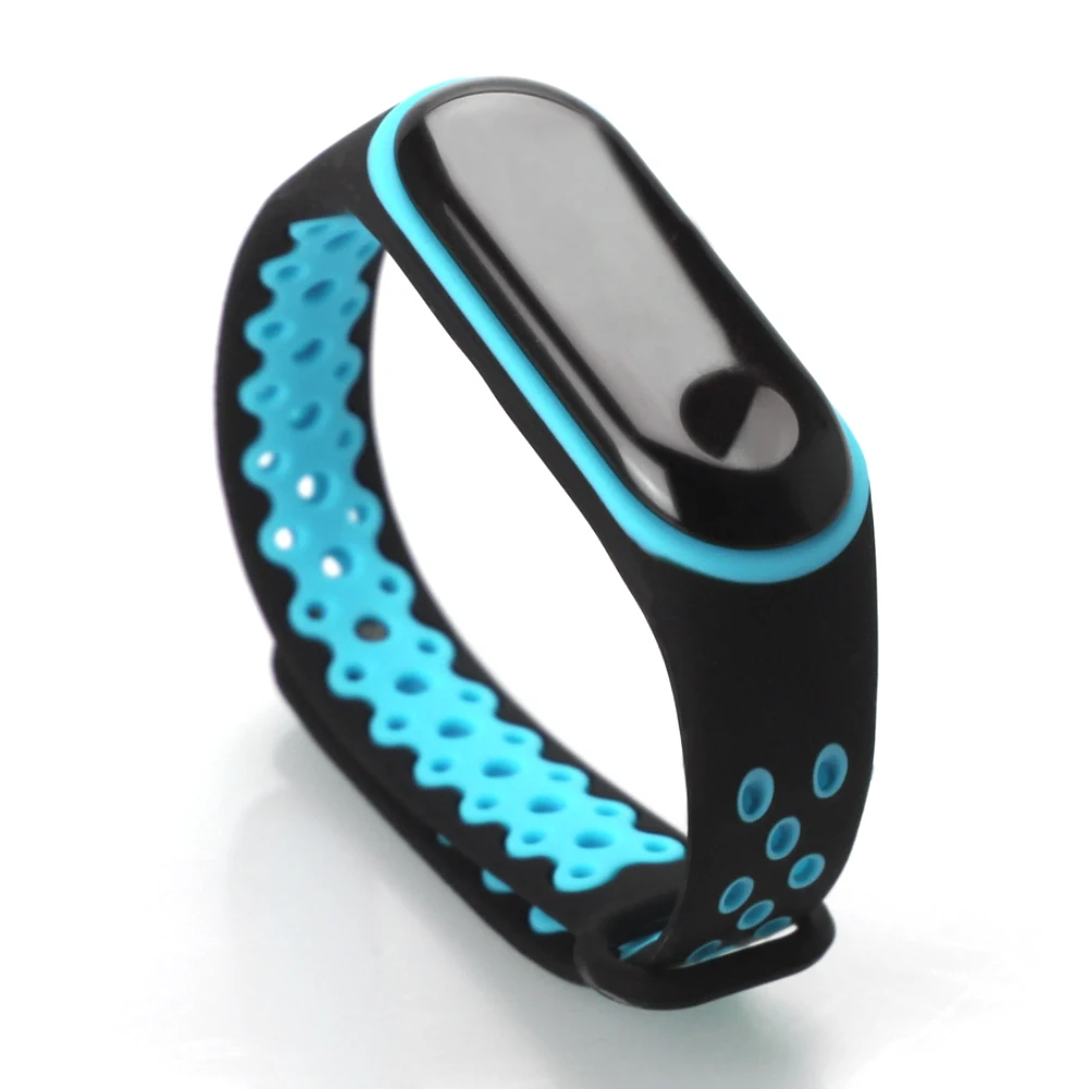 Двухцветный дышащий пористый силиконовый ремешок на запястье для Xiaomi mi Band 4 3