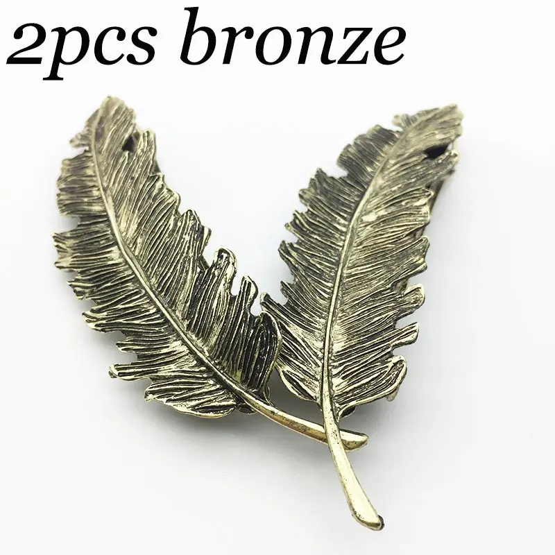 Gold bronze Scissors New 2PCS Fashion Metal Leaf Shape Hair Clip Barrettes Crystal Pearl Hairpin Barrette Color Feather Hair Claws Hair Styling Tool - Цвет: Gold bronze Scissors