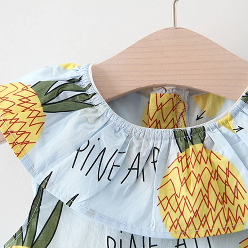 LarLarBoom Baby Girl Dress 2019 New Summer Sleeveless Pineapple Print Kids Dresses with Hat Cute Children's Princess | Детская