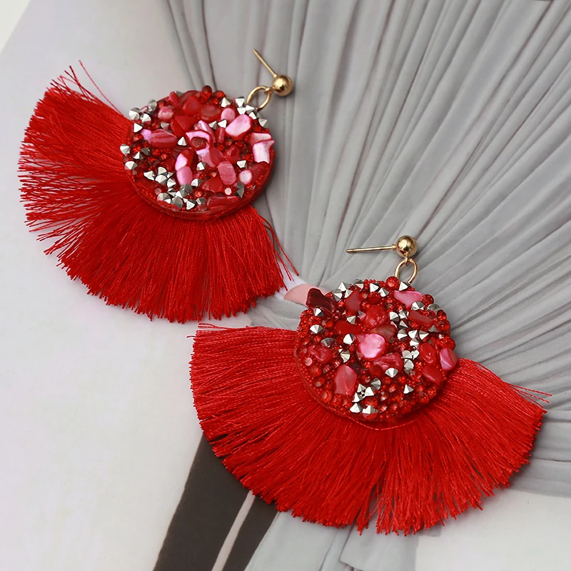 Женские серьги подвески с натуральным камнем ZOSHI большие ручной работы