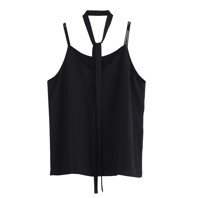 Toyouth Лето шифон V вырез горловины Tanktops ремень Sexy Back жилет Топ женский | Женская