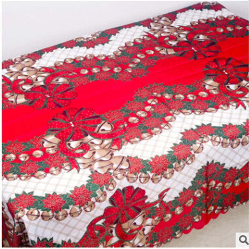 Зеленый Красные рождественские скатерти Poinsettia Цветочные из ткани жаккардового переплетения Рождественская скатерть модный Декор - Цвет: Зеленый