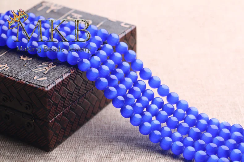 Blue Cat Eye Розовый белый голубой кошачий глаз круглые бусины 4 6 8 10 12 мм натуральный камень бусины для изготовления ювелирных изделий 15 дюймов - Цвет: Blue Cat Eye