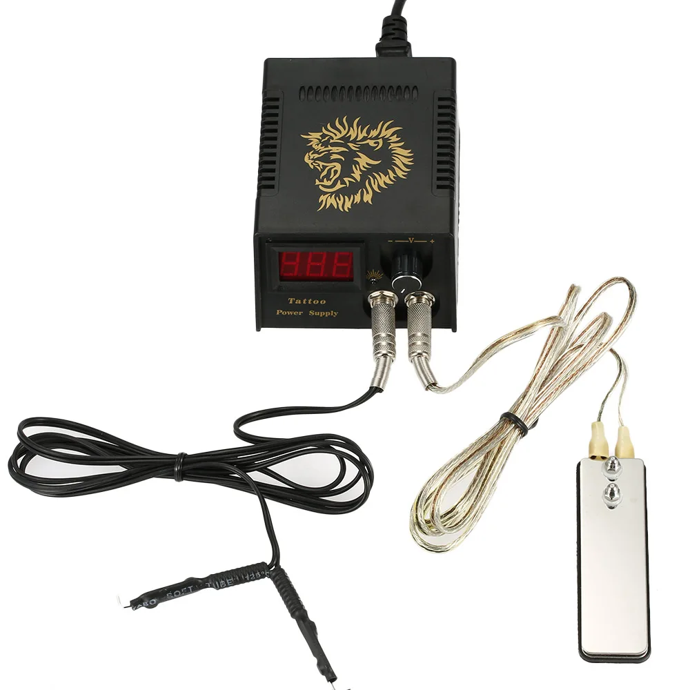 

Digital Tattoo Power Supply +Foot Pedal +Clip Cord Pro Double Output Tattoo Power Supply Kit For Tattoo Machine Free Shipping