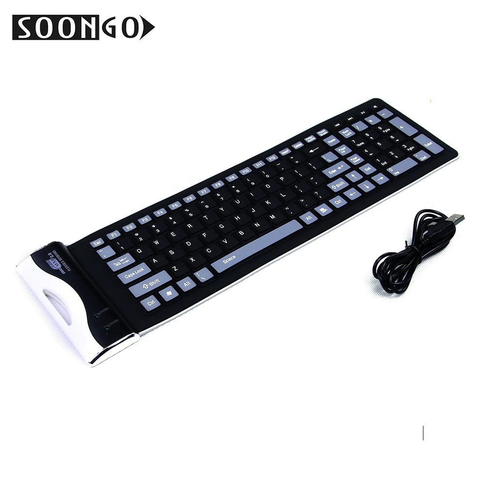 SOONGO Складная Гибкая Проводная тонкая силиконовая клавиатура Teclado мягкая геймерская Универсальная Портативная мини-клавиатура черный ПК настольный ноутбук