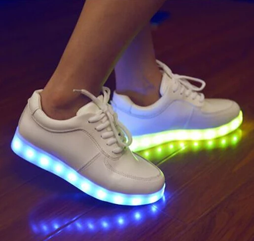 Colorful Simulation LED Shoes 2015 Men Women Lights Glowing Luminous Led For adults USB Charging Hombre Mujer XBL036 | Обувь