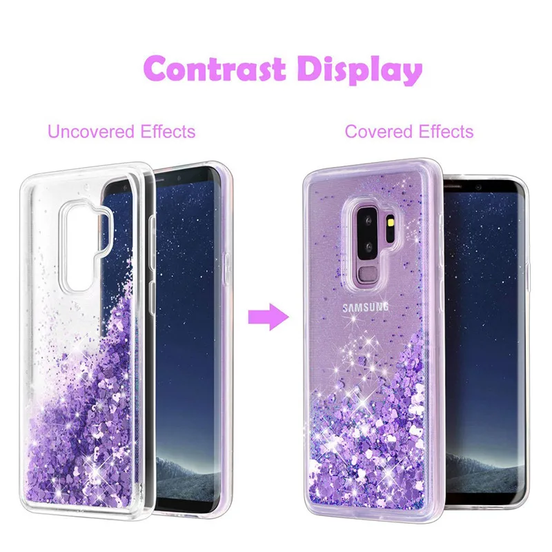 Блестящий чехол с зыбучим песком для SamSung Galaxy S9 plus плавающей жидкостью блестящий