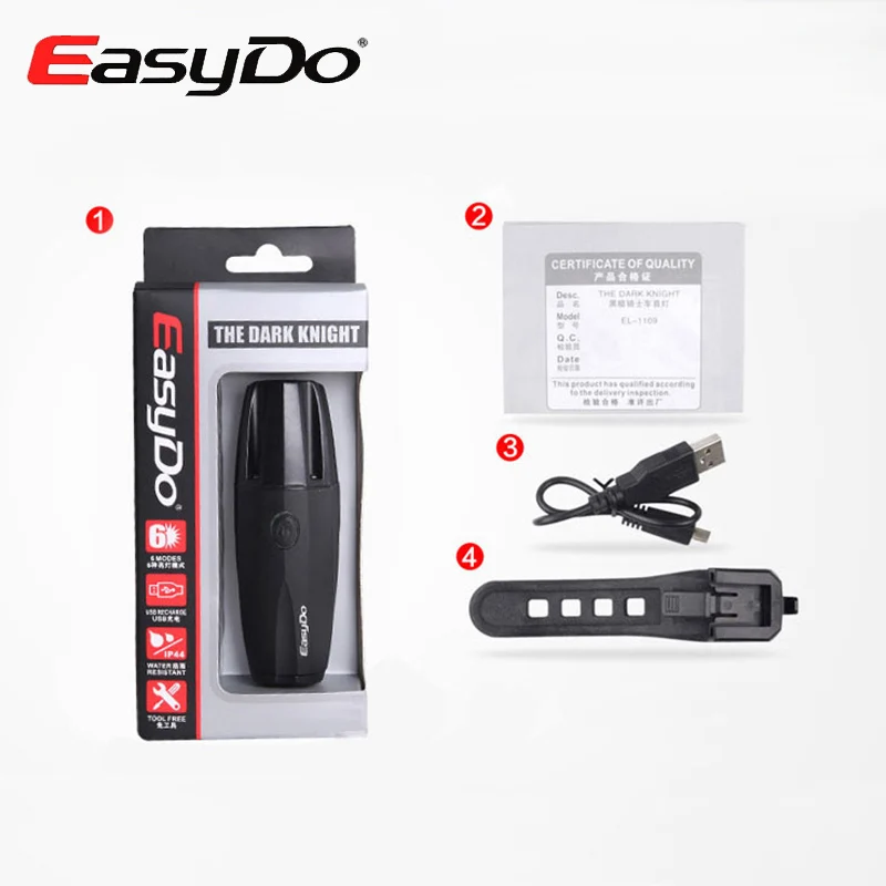 EasyDo водонепроницаемый велосипедный светильник USB светодиодный перезаряжаемый MTB