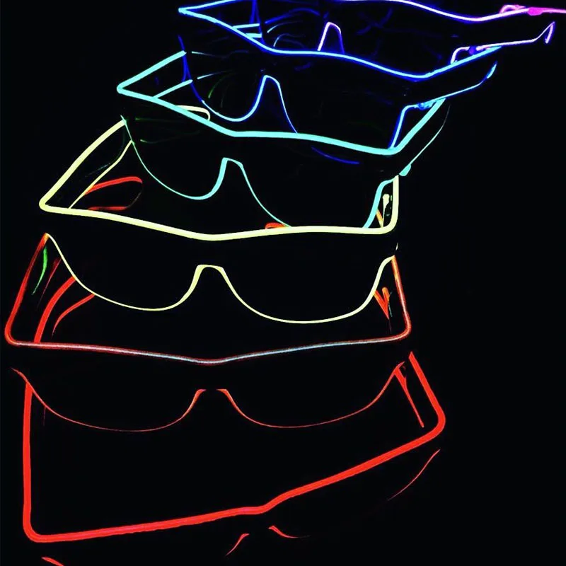 Светоотражающие EL-провода светодиодные очки "Novelty Flashing EL Wire Led Glasses Luminous Party Decorative Lighting glasses Gift Bright LED Light Up ELGlasses on"