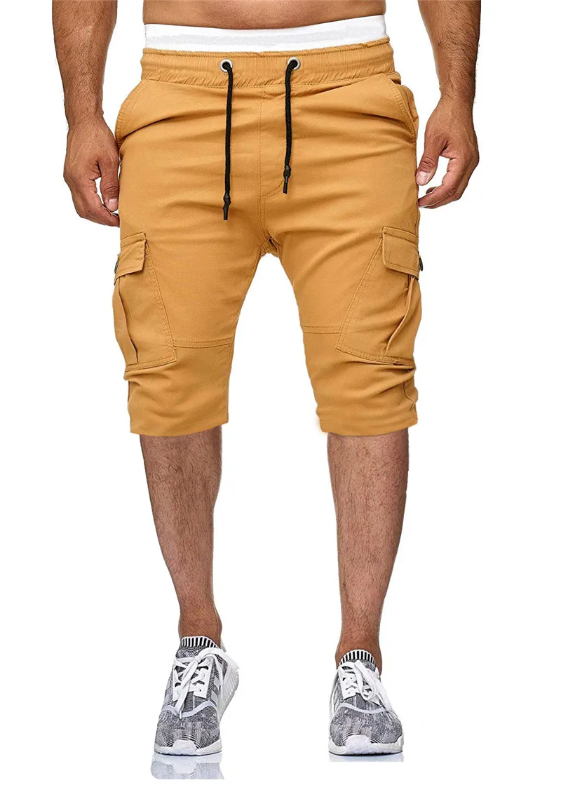 2019 Summer Cargo Men Shorts Solid Casual Multi Pockets Jogger Hot Sale New Brand Plus Size Men's GD1315 | Мужская одежда