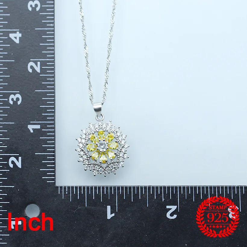 Мистический 925 Серебряные комплекты ювелирных изделий желтый CZ белый камень для