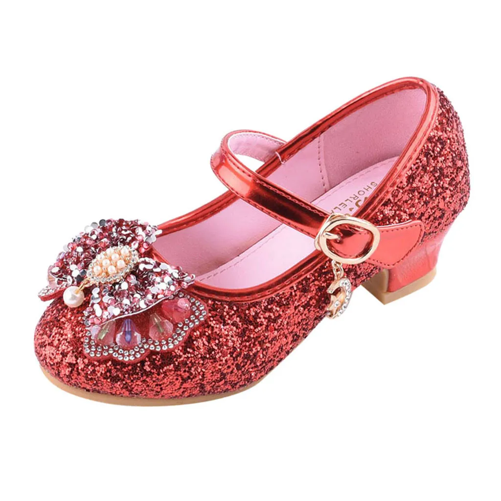 Обувь для детей маленьких девочек с жемчугом и кристаллами Bling бантом тонкие