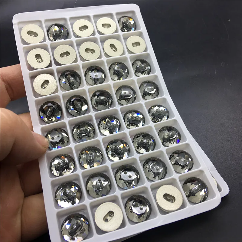 K9 sew On Stone 12 мм круглые кристалл AB черных масок Diamond Стеклярус для шитья Кнопки