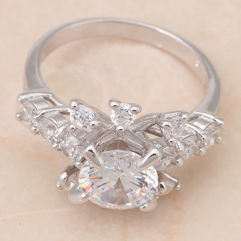 Великолепный дизайн! Очень сияет! Модные ювелирные изделия из белого золота