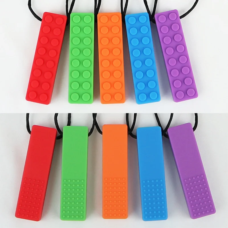Collar para morder sensorial para ni&ntilde;os con autismo, mordedor de silicona para morder con l&aacute;piz, 1 ud.-4