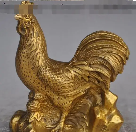 S00357 7 &quotКитайский латунный по феншуй богатство зодиакальный Петух Курица