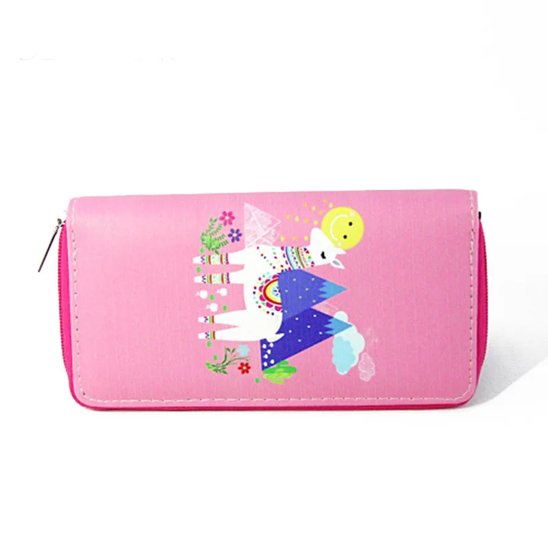 

10PCS / LOT 3D Printing Cartoon Cute Alpaca Student PU Leather Long Wallet Clutch Purse Card Holder Phone Pocket Zipper Handbags